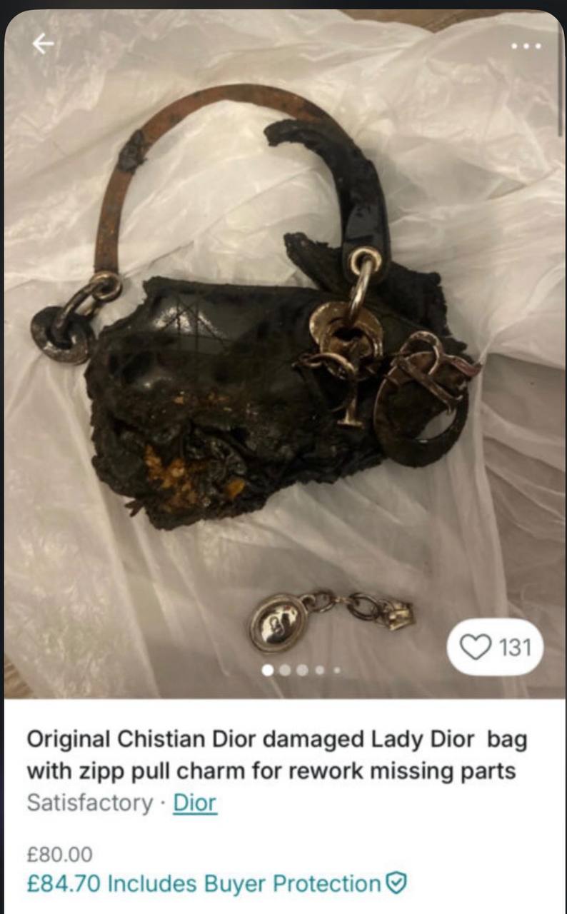 На днях подруга выложила в сеть свою находку с Vinted — сумку Dior после пожара за 80 фунтов
